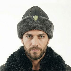 Chapeau en fourrure respirant d'extérieur rayé de haute qualité en similicuir Shark Anatolia, style Ottoman Kayi Ertugrul Dirilis IYI / Bork - Product Image 1