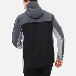 Veste de survêtement d'hiver pour homme avec logo personnalisé, coupe-vent, doublure en polaire, taille élastique, piping blanc, poches zippées - Product Image 3