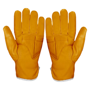 Gants de conduite thermiques en cuir de chèvre jaune avec paume en gel de cuir et TPR et doublure résistante aux coupures pour une utilisation en extérieur - Product Image 3