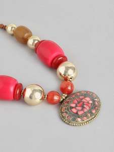 <b>New</b> Trendy Eco-Friendly Women'<b>s</b> Resin Wood Beads Necklace Customizable Colors Polished Finish for Weddings <b>Parties</b> Summer - Product Image 4