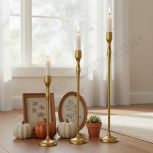 Portavelas de Metal y aluminio dorado personalizado, soporte de Pilar decorativo para mesa, decoración del hogar, exportación directa de fábrica para velas - Product Image 3