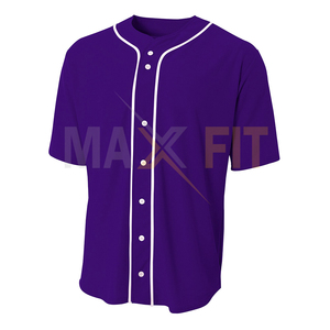 Jersey de béisbol con botones completos de manga corta de alta calidad para hombre, diseño superior personalizado con opción de talla grande - Product Image 1