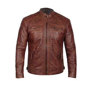 Blousons aviateur en cuir pour hommes OEM vente en gros vêtements personnalisés manches longues capuche avant en cuir pur souple coupe élégante High Street - Product Image 1