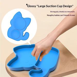 Assiette à dîner en silicone pour enfants, type ventouse, compartimentée, anti-chute, pour l'alimentation complémentaire, vaisselle pour enfants de 6 mois et plus - Product Image 4