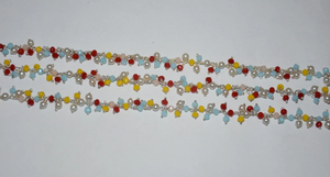 Top Quality 100% Silver Plated 5 Color Multi Glass Beads Cluster <b>Rosary</b> Chain Thick Beaded Chain for Jewelry Making - Product Image 3