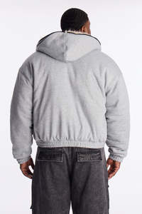 Veste en polaire à capuche décontractée pour homme, automne, épaisse, coupe-vent, 100% coton, imprimé personnalisé, fermeture éclair, manches régulières - Product Image 4