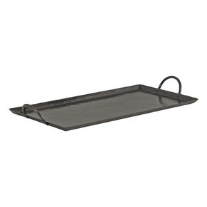 Plateau de service rectangulaire en métal martelé au design moderne, plateau décoratif pour table basse en fer avec poignées à prix avantageux - Product Image 1