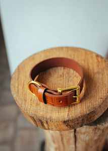 Embossed <b>Dog</b> <b>Collar</b> - Croc Print - 30mm - Tan Folded - Product Image 6