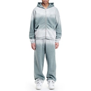 Combinaison de survêtement lavable à l'acide personnalisable Ensemble de sweat à capuche et pantalon de survêtement 100 coton doux, respirant et confortable - Product Image 1