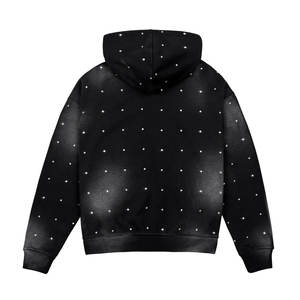 Bold and Flashy Street-Style Men's Winter 100% Cotton Fleece <b>Hoodie</b> with Rhinestone Graphics <b>Lightweight</b> Breathable - Product Image 2