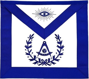 Tablier maçonnique de past maître avec couronne bleue, origine importée (bavette), tissu polyester fin bleu assorti - Product Image 6