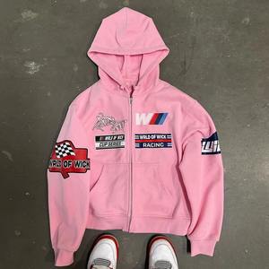 Survêtement brodé fabriqué au Pakistan, 100% coton, sweat-shirt à capuche et pantalon empilé, dernier design - Product Image 4