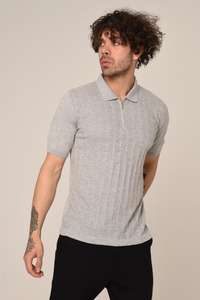 Old Money, camisetas informales de moda para hombre, 100% algodón, cuello embudo, patrón sólido para Polo, gris, tejido texturizado, cremallera, Borgoña - Product Image 3