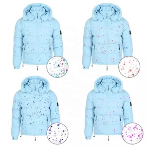 Manteau de peinture gris pour hommes, col montant, impression personnalisée, parka rembourrée avec logo pour l'extérieur, veste d'hiver bouffante à capuche en nylon de haute qualité - Product Image 6