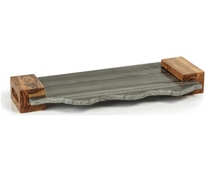 Plateau de service en bois et marbre de qualité étonnante Beau plateau décoratif en bois noir moderne et élégant top vente - Product Image 4