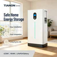 Tianon 5kWh 25.6V 300Ah LiFePO4 Système de Stockage d'Énergie Solaire Tout-en-un Monté en Rack avec Écran Tactile, BMS Intelligent CAN/RS485, 6000 Cycles