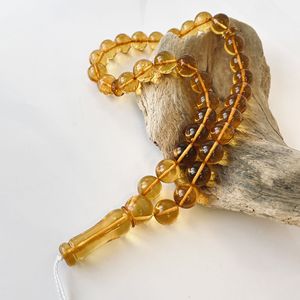 Misbaha en ambre baltique naturel, chapelet en ambre couleur cognac, perles couleur thé - Product Image 6