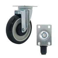 Roulettes pivotantes en TPU de 5 pouces avec fixation par plaque pour tables de travail mobiles