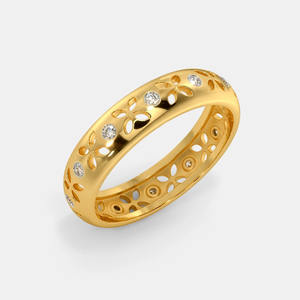 Anillo de Banda con Diseño de Flor Hueca Elegante con Diamante Cultivado en Laboratorio VVS en Oro Blanco y Amarillo Sólido, Joyería al por Mayor para Ella - Product Image 4