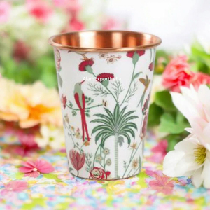 Supérieur meilleure qualité Vintage nouveauté pur cuivre gobelet verres à boire émail imprimé conception pour la maison cuisine utilisation - Product Image 6