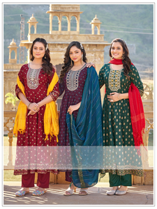 Wholesale Best Quality Anarkali Rayon Gown Set with Embroidery Sequence Work <b>for</b> Girls Special Events and Family Gatherings Use - Product Image 2