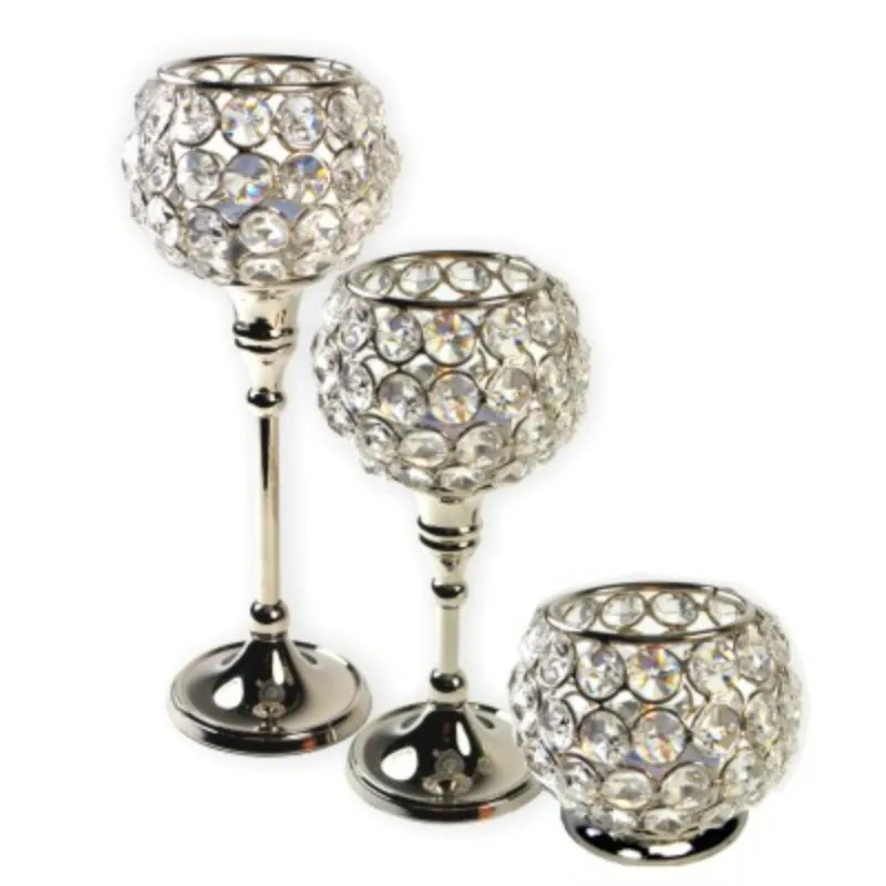 Kerzen glas Kunden spezifische Größe Kristall Runde Form Set von 3 Metall Votiv Kerzen ständer Hochwertige Indoor Home Decor Votiv ständer
