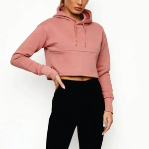 Sudadera Corta de Algodón para Mujer, Talla Grande, Ropa Urbana, Logotipo Personalizado, Servicio OEM, Cuello con Capucha Tejida, Invierno - Product Image 4