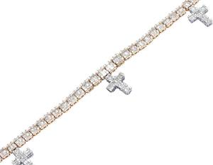 Cadena DE TENIS multicruz única en oro de 10 quilates con diamantes redondos cultivados en laboratorio diseñados como un accesorio de collar de hip hop audaz - Product Image 4