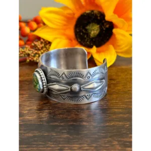 Bracelet manchette en argent sterling avec turquoise et or Sonoran de Boyd Ashley - Product Image 4