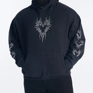 <b>Top</b> Quality Hoodie Streetwear Puff Printing Denim Hoodies Tears Men Cotton Denim Hoodie Oversized Clothes Drop Designer Hoodies - Product Image 1