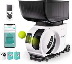 Meilleure offre pour la nouvelle machine à balles de tennis avec application et télécommande, exercices personnalisés, capacité de balles ajustable - Product Image 1