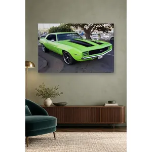 Fida Pistachio Green Camaro SS at the Marina Impression sur toile - Product Image 3