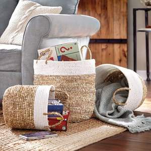 Paniers de rangement en jacinthe d'eau tissés à la main éco-conscients Solution d'organisation de maison en gros élégante - Product Image 2