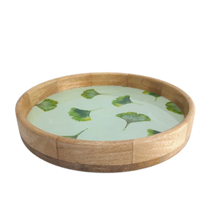Nueva bandeja decorativa de madera de forma redonda para servir en calcomanía, bandeja para servir alimentos terminada con esmalte para uso en hoteles y restaurantes - Product Image 2