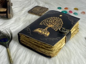 Cuadernos de cuero genuino de árbol de la vida para mujer, hermoso diario para bocetos, libro de viaje, libro de hechizos en blanco - Product Image 3