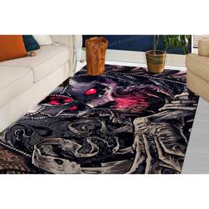 <b>Skull</b> Printed Rug: Accent Rugs, Thick Rugs, <b>Gift</b> For Him Rugs,Nonwoven Thin Rug - Product Image 5