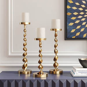 Modern Luxury Handmade Black <b>Gold</b> Metal <b>Candle</b> Stand Set Christmas Decorative Wood <b>Candle</b> Holders & Lanterns for Home Decoration - Product Image 3