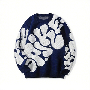 Winter Knitted Pullover Men Sweater Slim Fit Warm 100% Cotton Front Long Sleeve Casual Soft Fashion Round Neck Jumper - Product Image 1