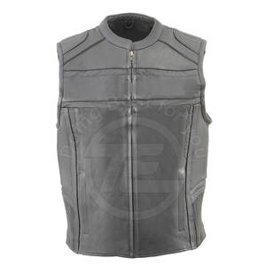 2024 OEM véritable hommes décontracté pur cuir moto gilet respirant hiver vêtements d'extérieur court bouton sans manches coupe-vent meilleur - Product Image 3