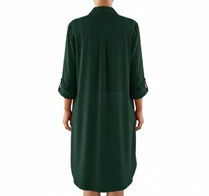 Vestido Camisero Corto de Organza para Mujer, Primavera-Otoño 2025, Holgado, Color Sólido, con Botones y Bolsillos, Sin Mangas, Informal, para Oficina - Product Image 2