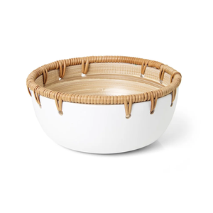 Bol de service rond en bambou tressé écologique au meilleur prix pour aliments, bols de service modernes pour salades et fruits, fabriqué au Vietnam - Product Image 1