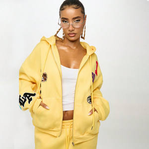 Luxury Quality Winter Casual Custom <b>Oversized</b> Cotton Fleece Solid Hooded Tracksuit Patch Embroidery Cropped <b>Joggers</b> Short Length - Product Image 4