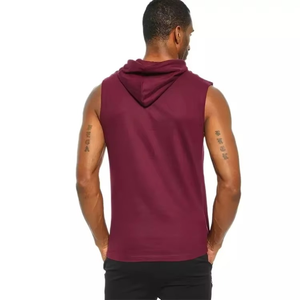 Haut de gamme pour hommes, débardeur à capuche sans manches, couleur marron, pour la salle de sport, l'entraînement, le fitness, style streetwear, haut pour hommes - Product Image 6