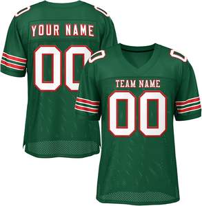 Camisetas de fútbol americano personalizadas con nombre del equipo Logo números manga rayas malla de poliéster secado rápido impresión por sublimación OEM - Product Image 4