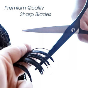 Tijeras de corte de pelo de peluquero profesional 5,5 cuchillas afiladas de acero inoxidable con revestimiento de Color Negro Bolsa De cuero tipo de belleza - Product Image 6