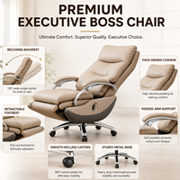Fauteuil de bureau exécutif électrique inclinable en cuir véritable avec repose-pieds, pivotant, dossier haut, vente en gros OEM