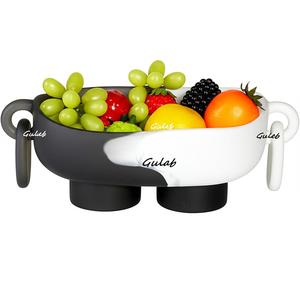 ชามผลไม้เรซินสีดำและสีขาวมีด้ามจับคู่ดีไซน์สำหรับตกแต่งบ้านห้องครัวและรับประทานอาหาร - Product Image 1