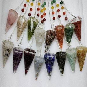 Vente en gros de copeaux de cristal de quartz rose naturel pierre semi-précieuse sculptée chaîne de chakra de pierres précieuses pendules d'orgone de radiesthésie Reiki - Product Image 3