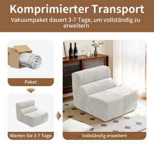 Fauteuil simple moderne couleur crème, emballage compressé, stock disponible en entrepôt UE, canapé confortable en mousse souple pour salon - Product Image 5
