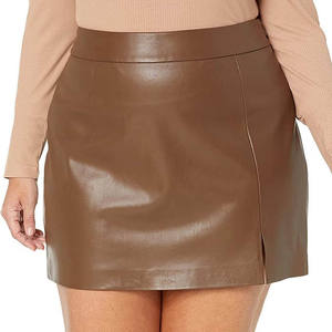 Venta al por mayor de alta calidad por encargo falda de cuero faldas plisadas de cuero Falda plisada de Pu para mujer precio razonable servicio OEM - Product Image 4